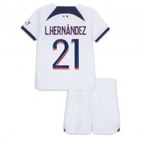 Camiseta Paris Saint-Germain Lucas Hernandez #21 Segunda Equipación Replica 2023-24 para niños mangas cortas (+ Pantalones cortos)